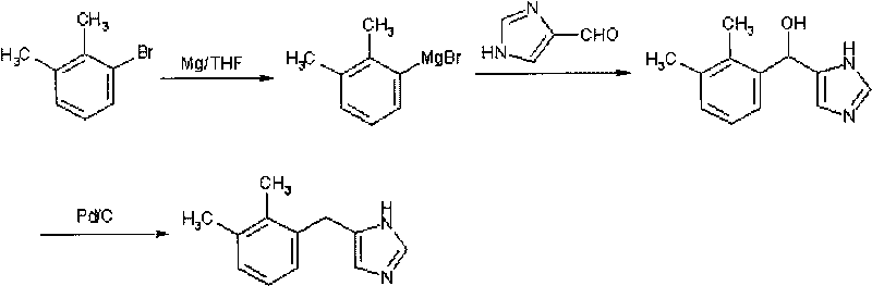 Method for preparing detomidine and the intermediate thereof