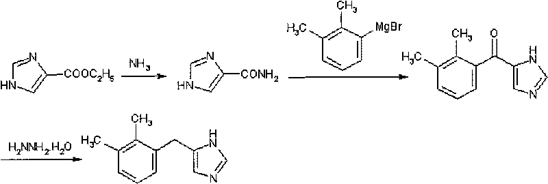 Method for preparing detomidine and the intermediate thereof