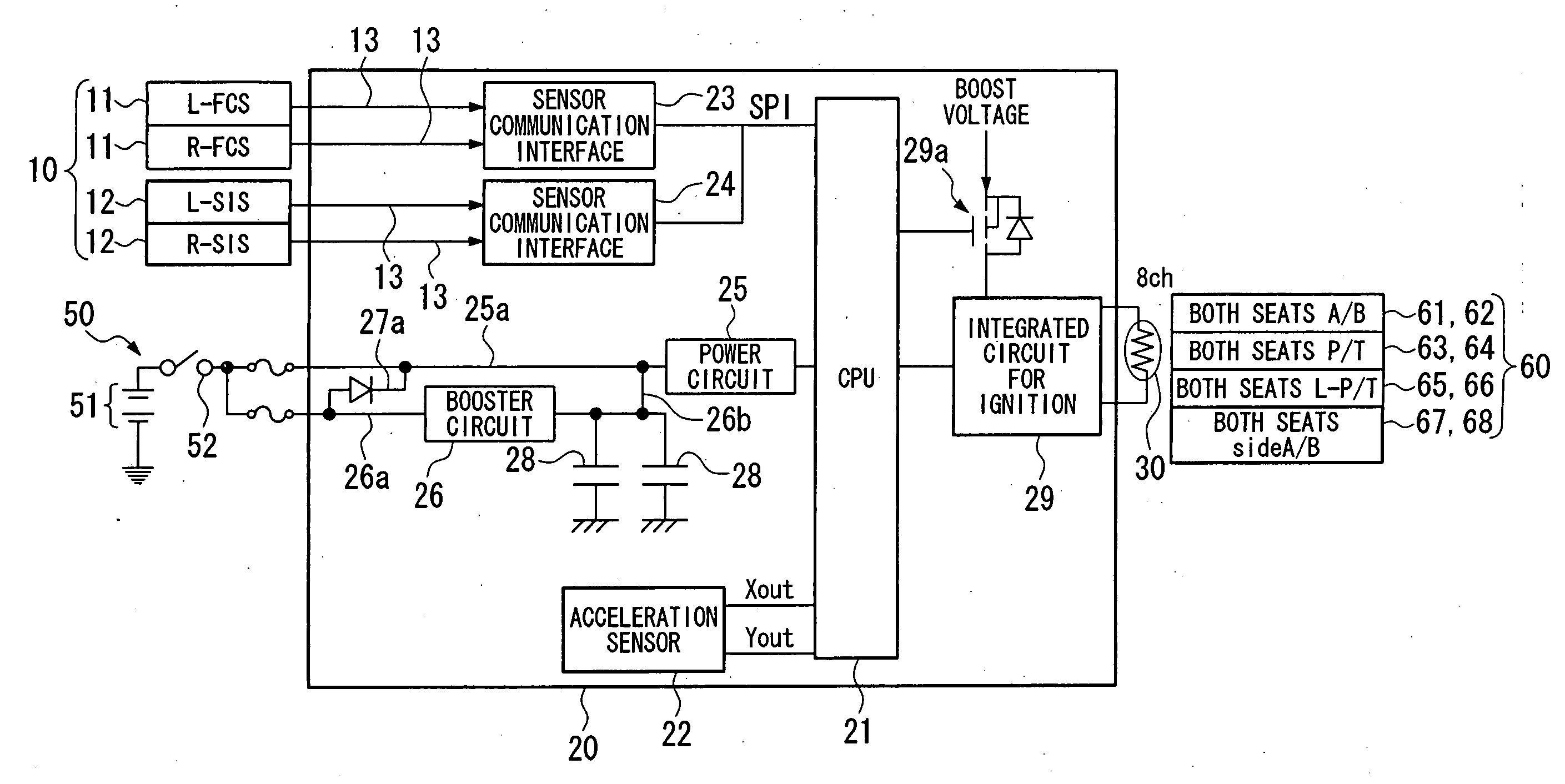 Communication control device for passenger protection device