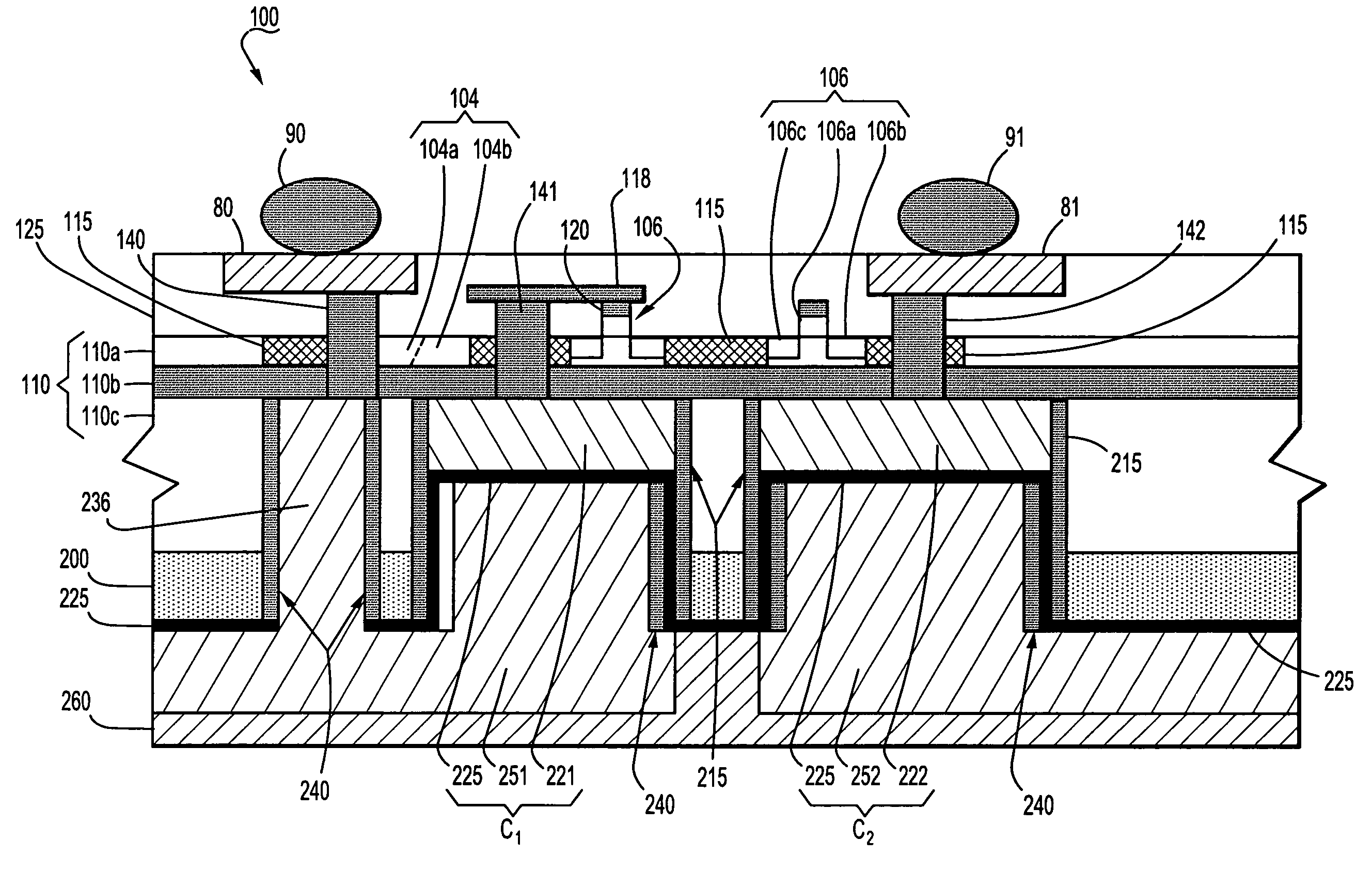 Semiconductor integrated circuit devices having high-Q wafer back-side capacitors