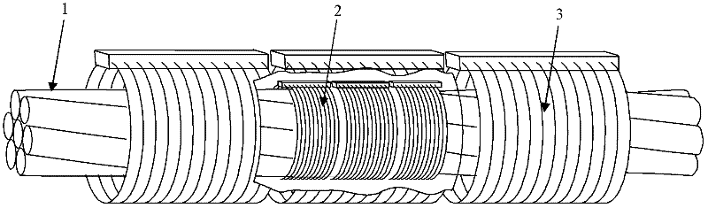 Flexible magnetostriction and magnetoelastic integrated sensor for detecting stress and defect of wire rope