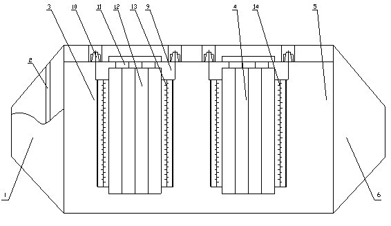 Pipeline type high wind speed double charged area electro coagulation device