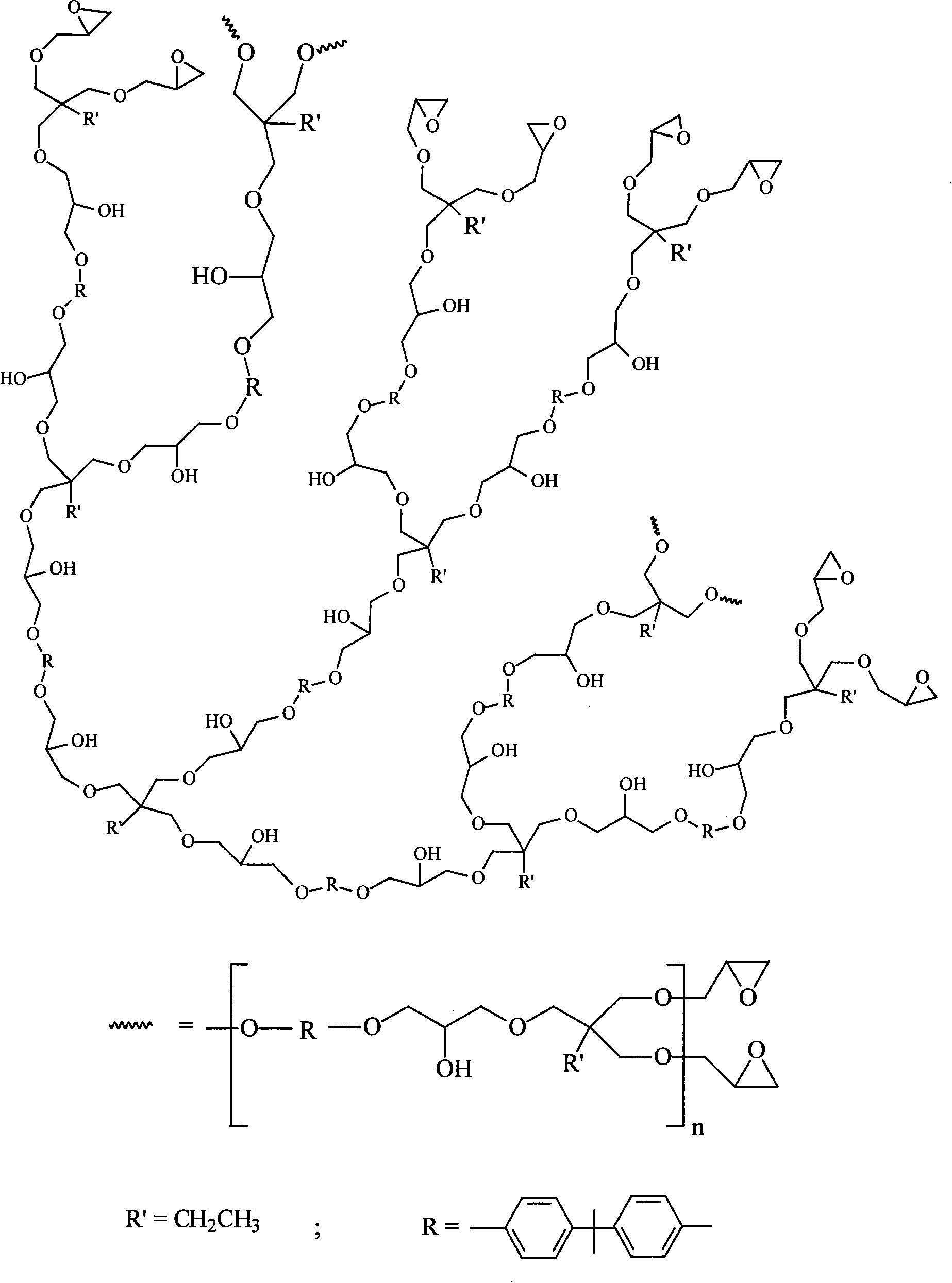 Polyether type hyperbranched epoxy resin and preparation method thereof