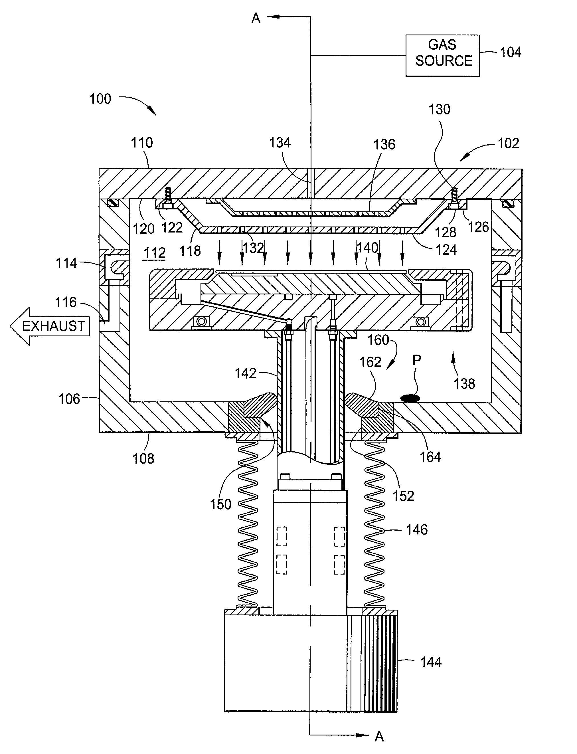 Apparatus for reducing entrapment of foreign matter along a moveable shaft of a substrate support