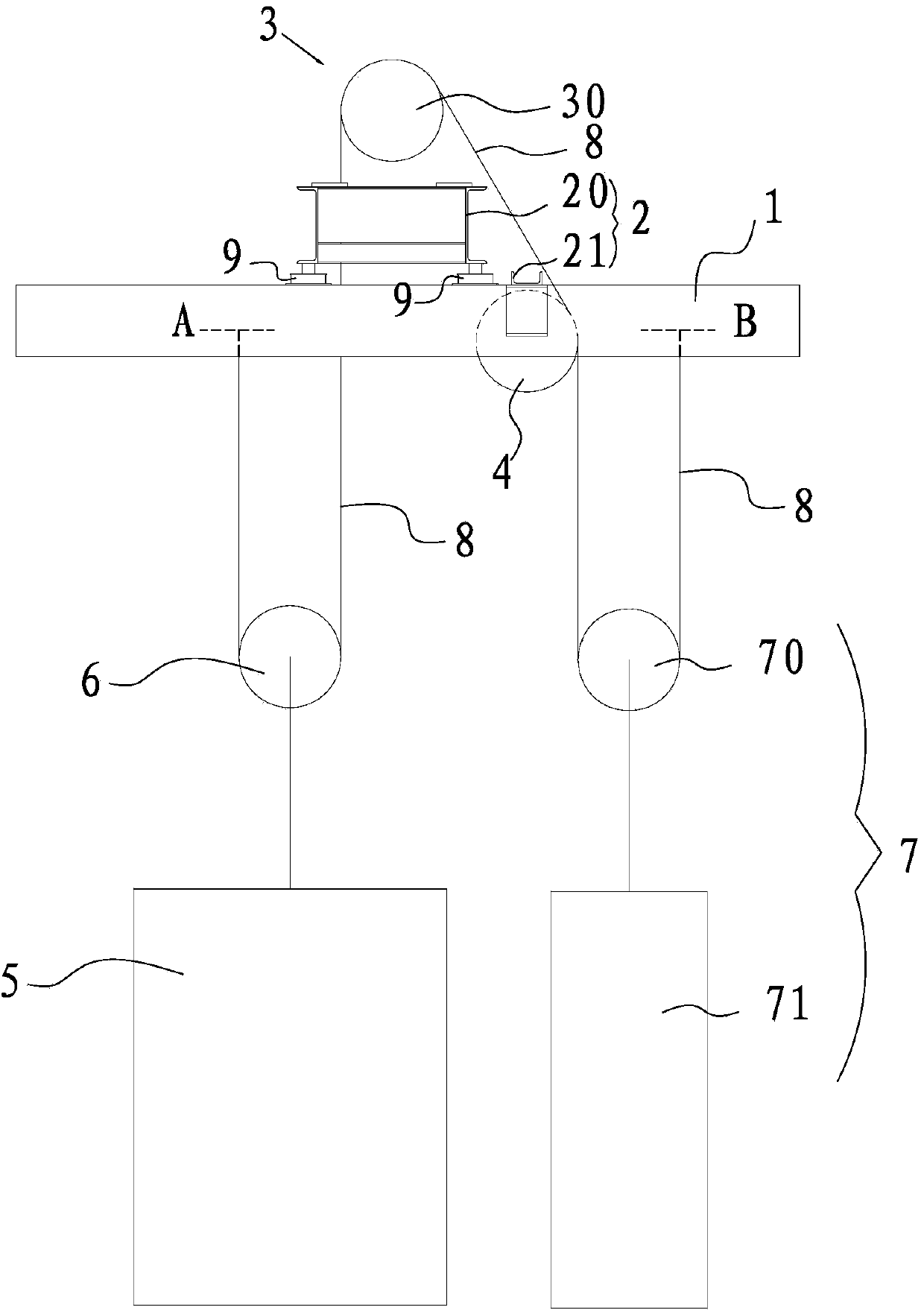 Traction system for traction type elevator