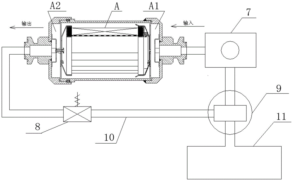 A detection device and method for a valve plate spring of a refrigerant filter