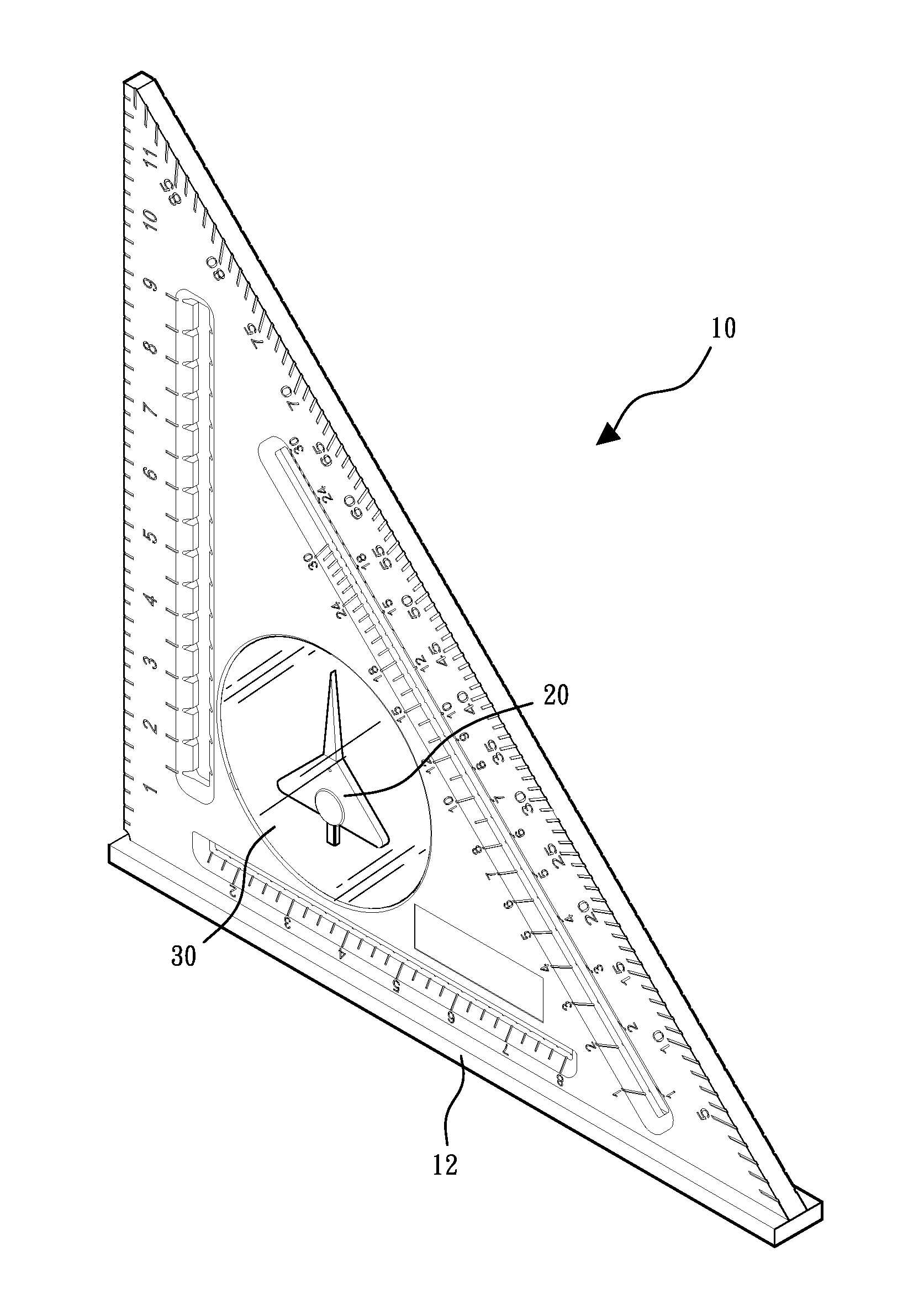 Triangle ruler capable of measuring angles