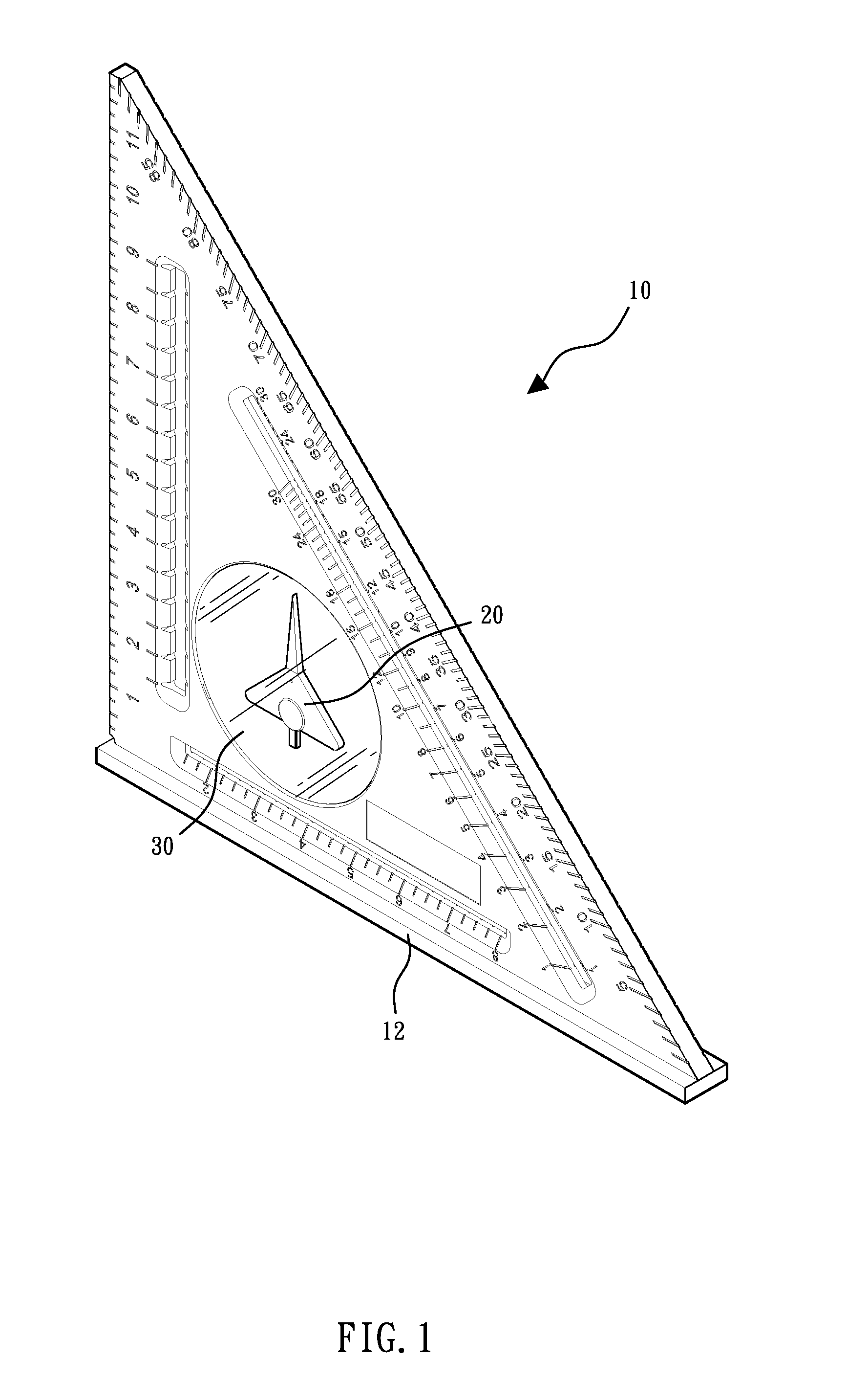 Triangle ruler capable of measuring angles