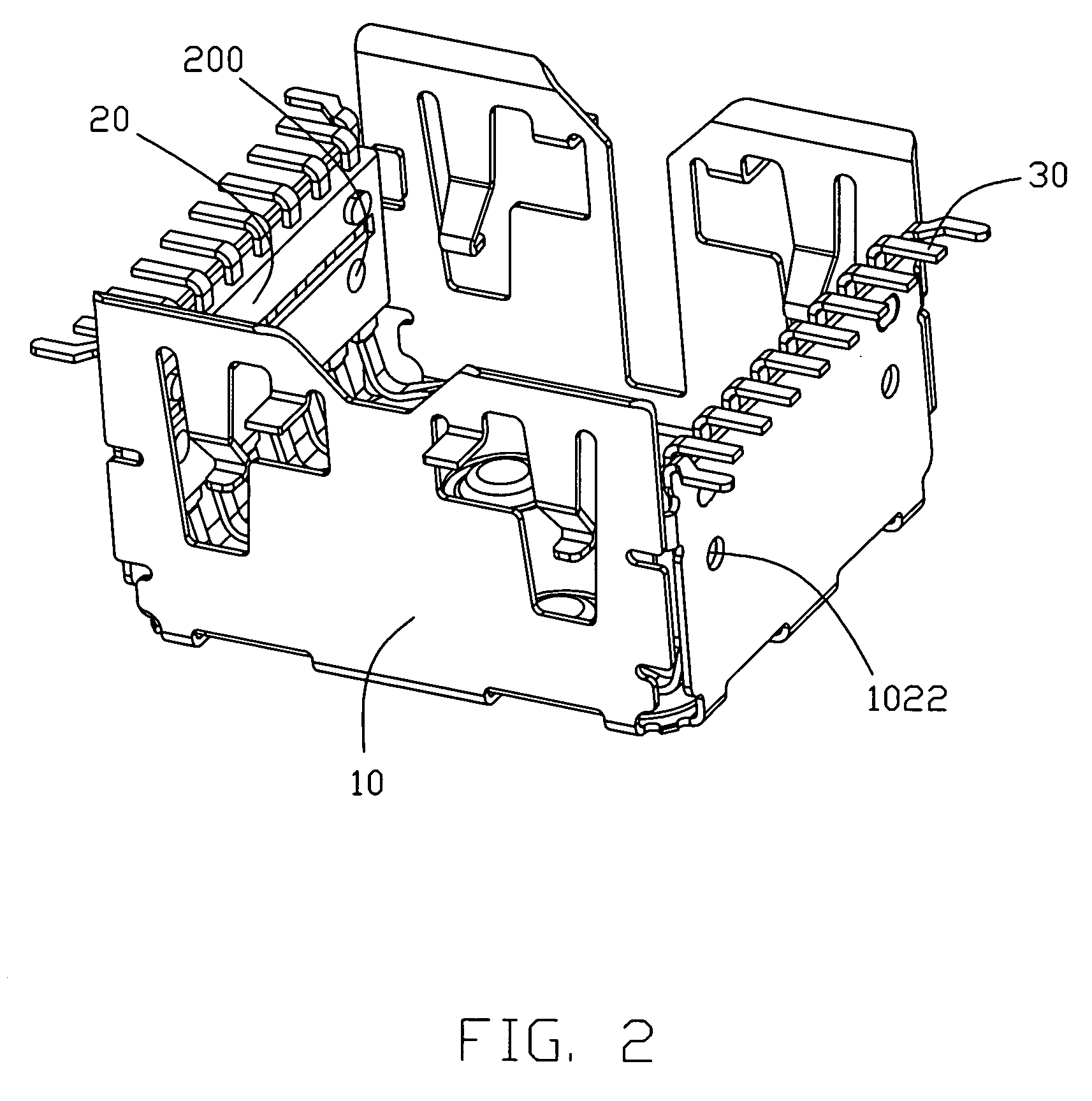 Shielded connector for reducing the deflection of the terminal