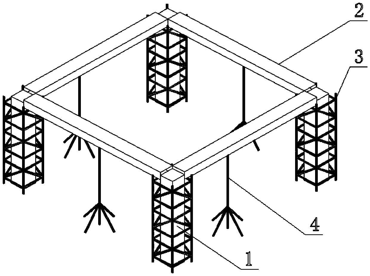 Independent support structure for prefabricated building construction and construction method