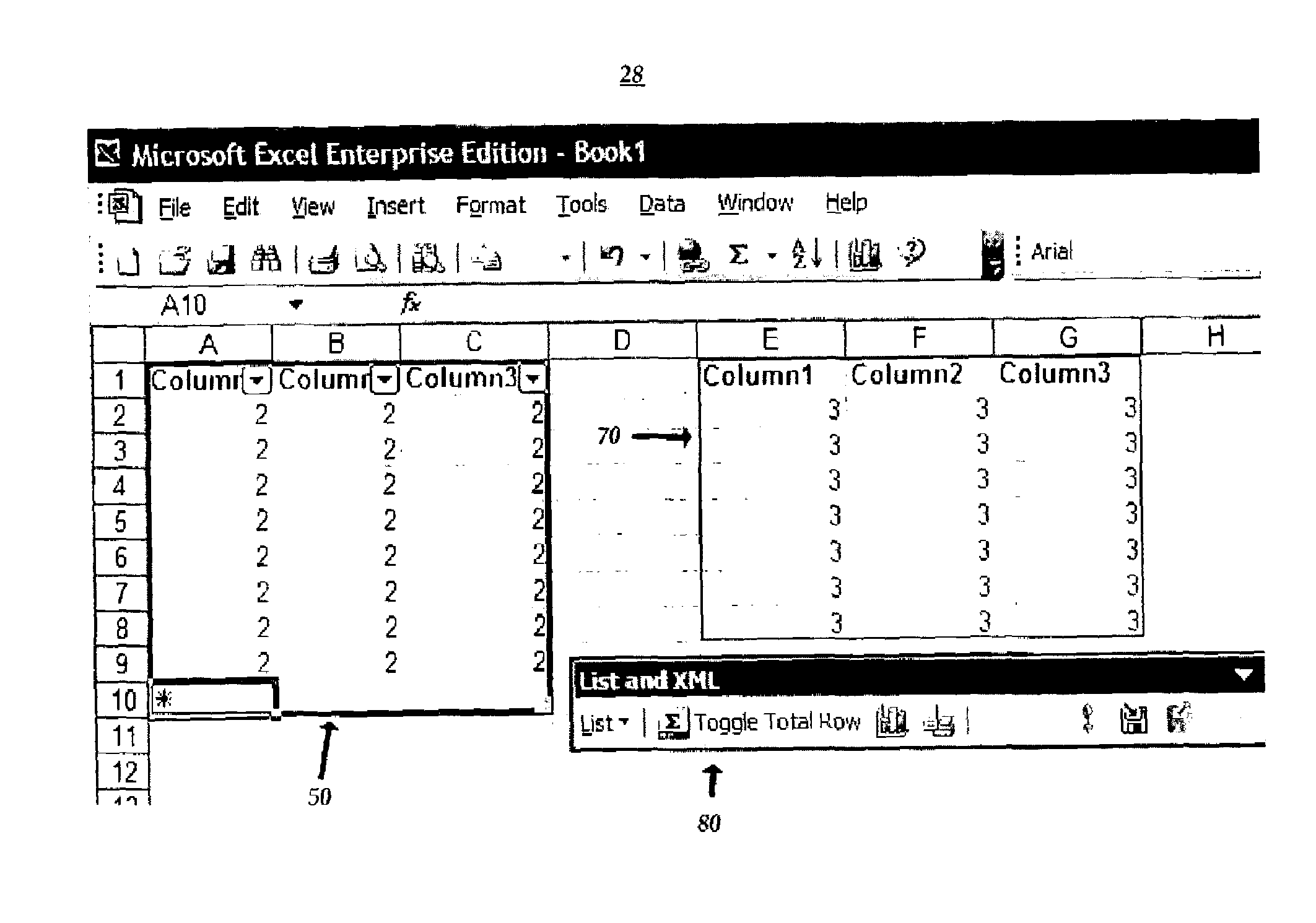 Creating and managing structured data in an electronic spreadsheet