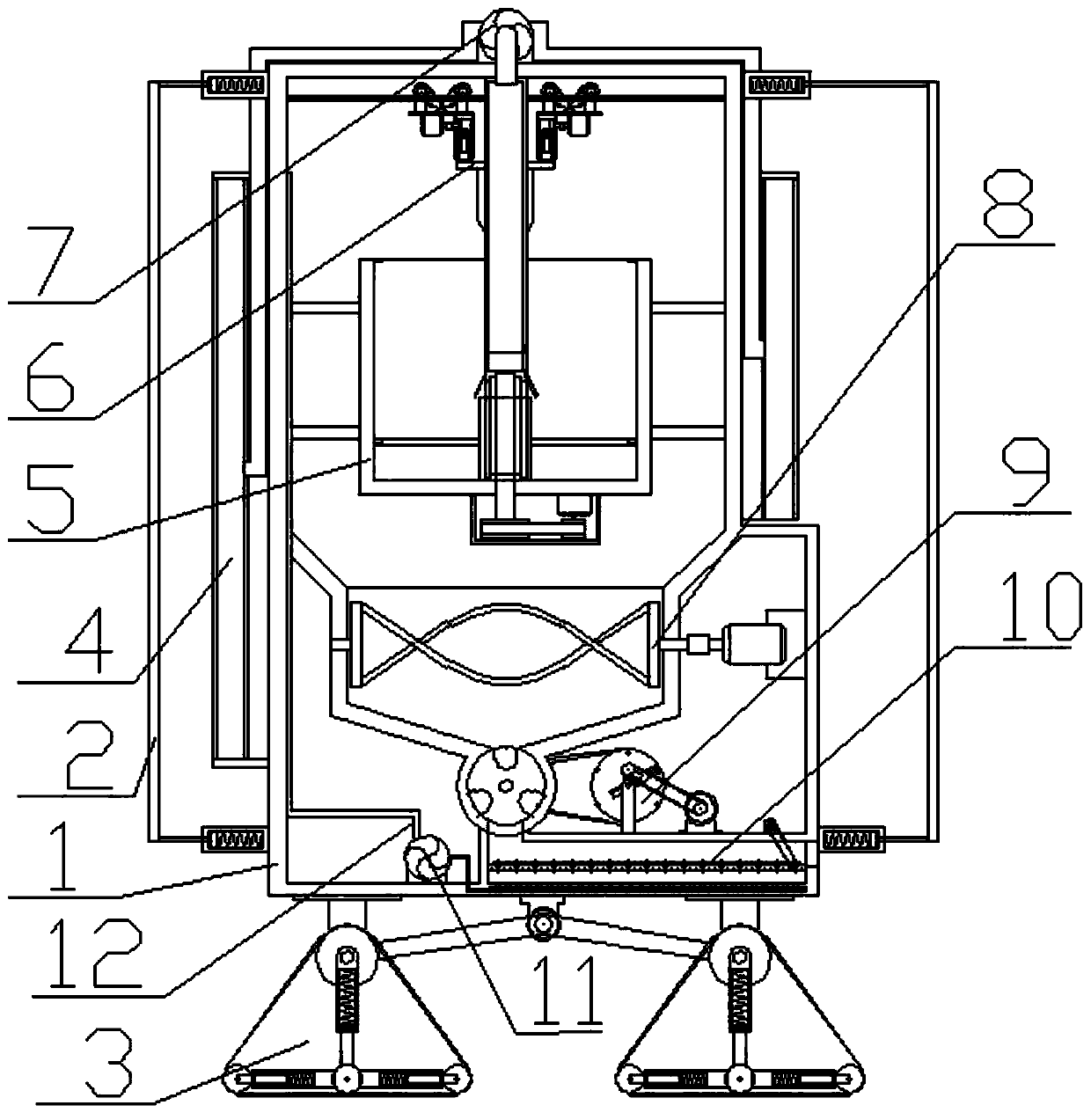 A multifunctional mine mining dust removal device