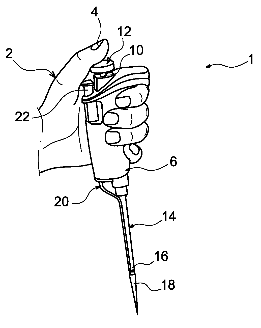 Sampling pipette which detects the passage of the piston through a predetermined position