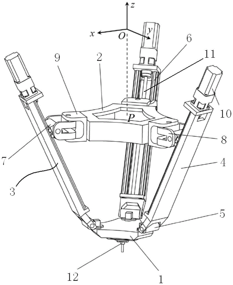 A parallel mechanism with two rotational and one translational degrees of freedom in space