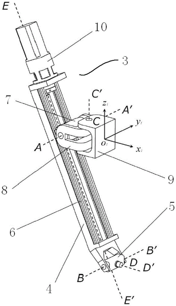 A parallel mechanism with two rotational and one translational degrees of freedom in space