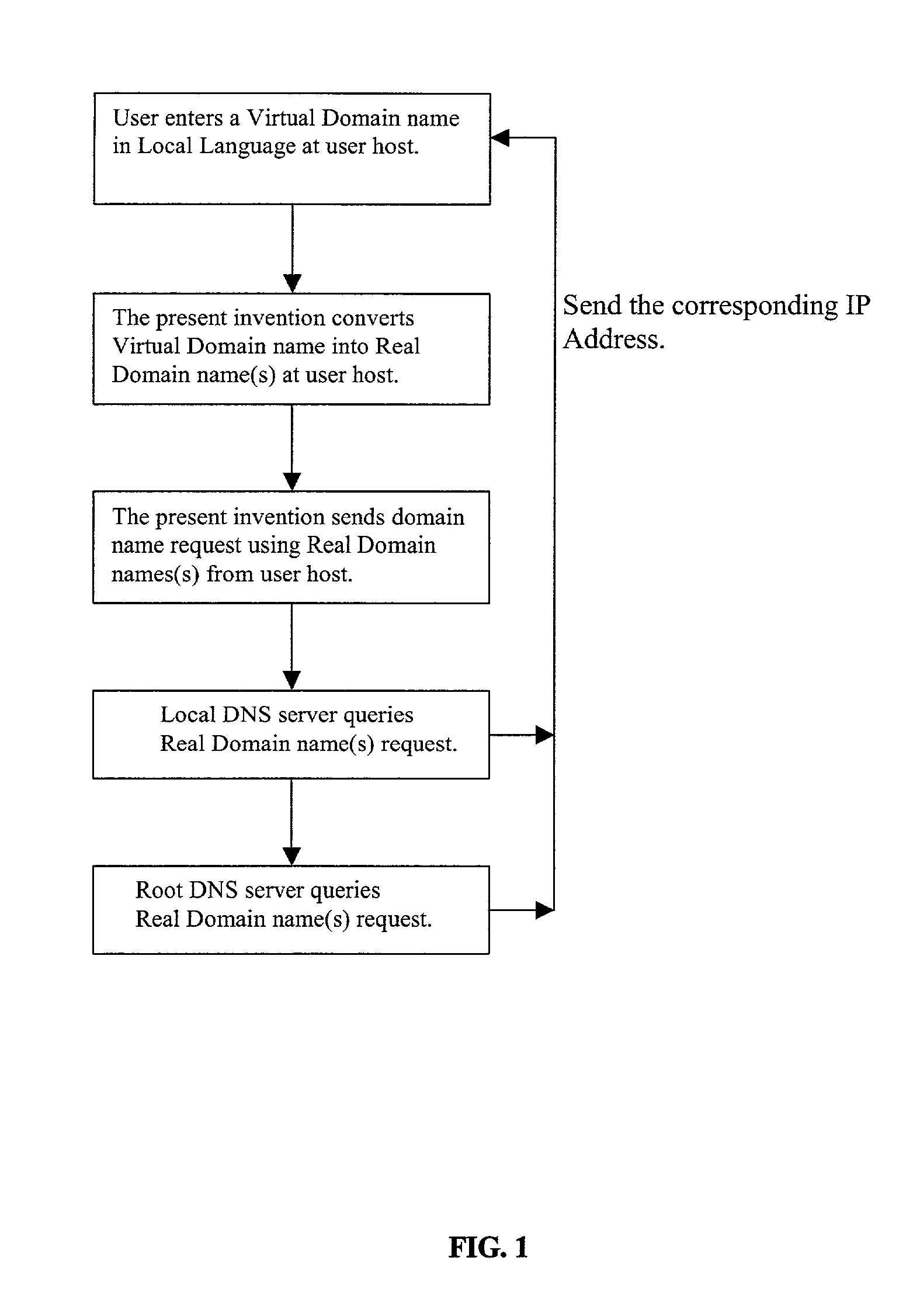 Virtual domain name system using the user's preferred language for the internet