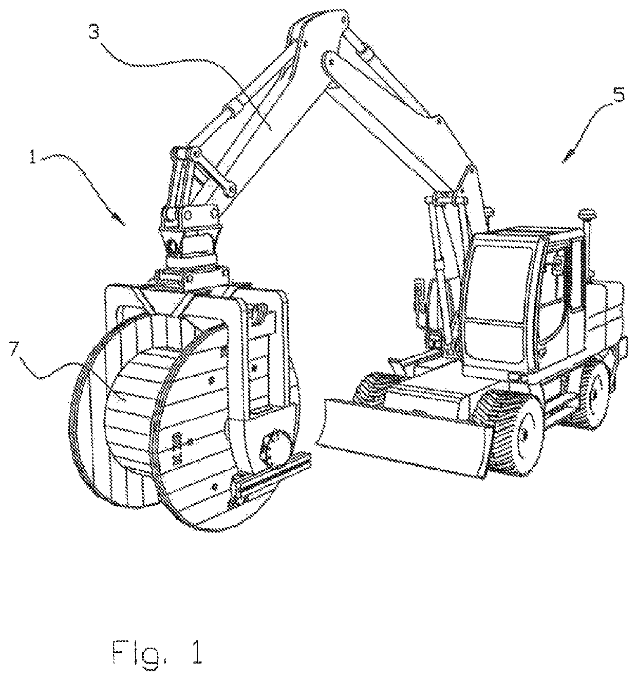 Cable drum feeding tool for a vehicle with a lifting device