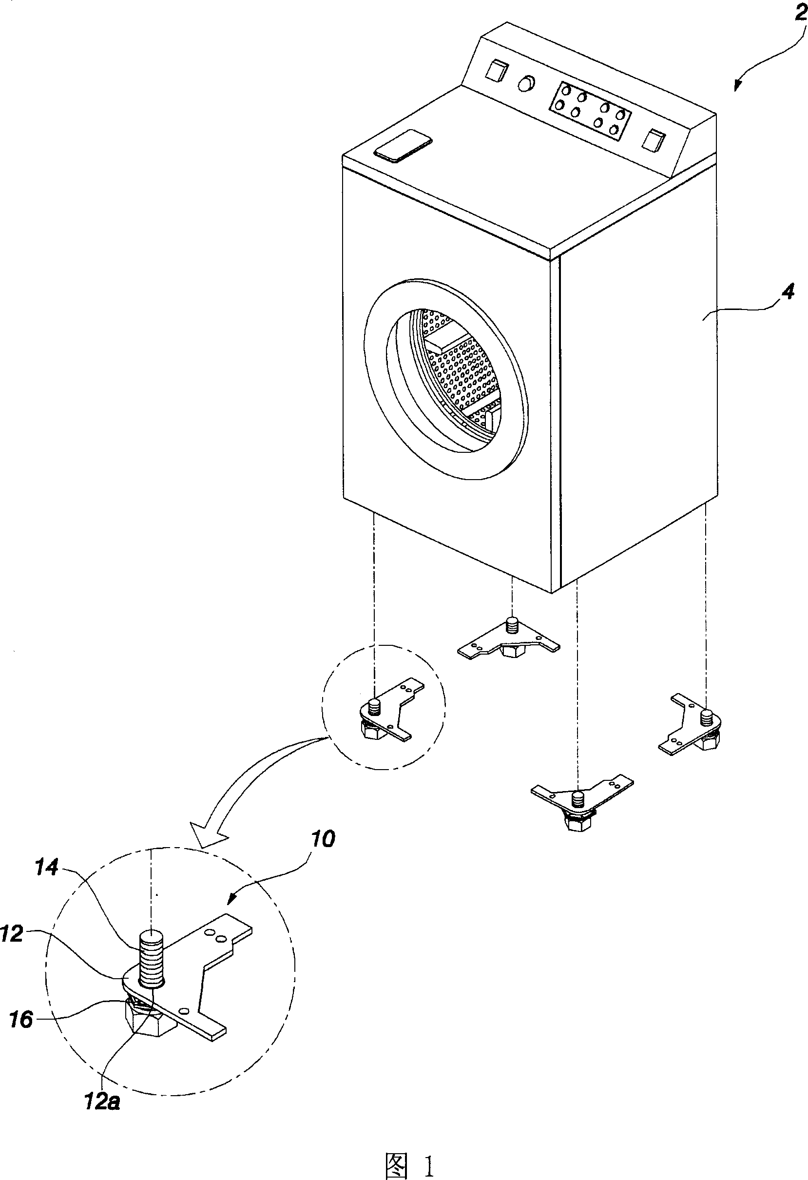 Mounting structure for bottom supports of washing machine