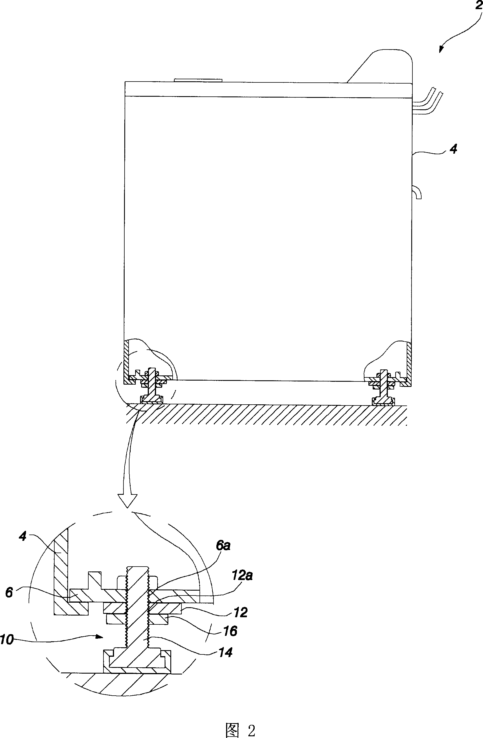 Mounting structure for bottom supports of washing machine