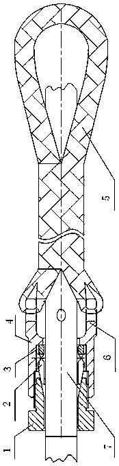 A fiber rope quick connector and its connecting method