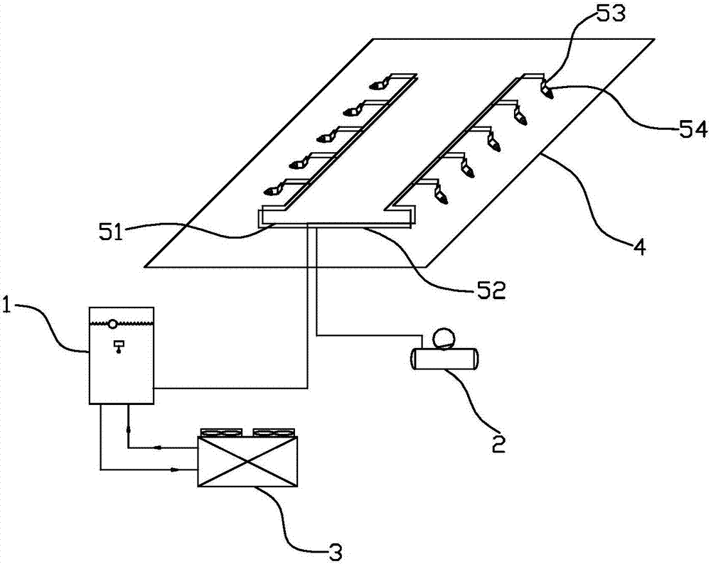 Snow making system for performance test device for freezing and refrigerating cabinet