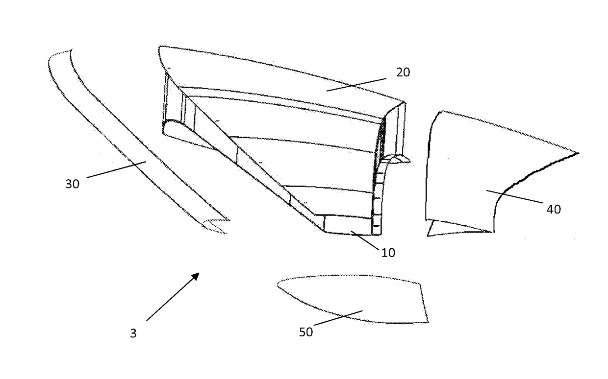 Aerofoil body with integral curved spar-cover