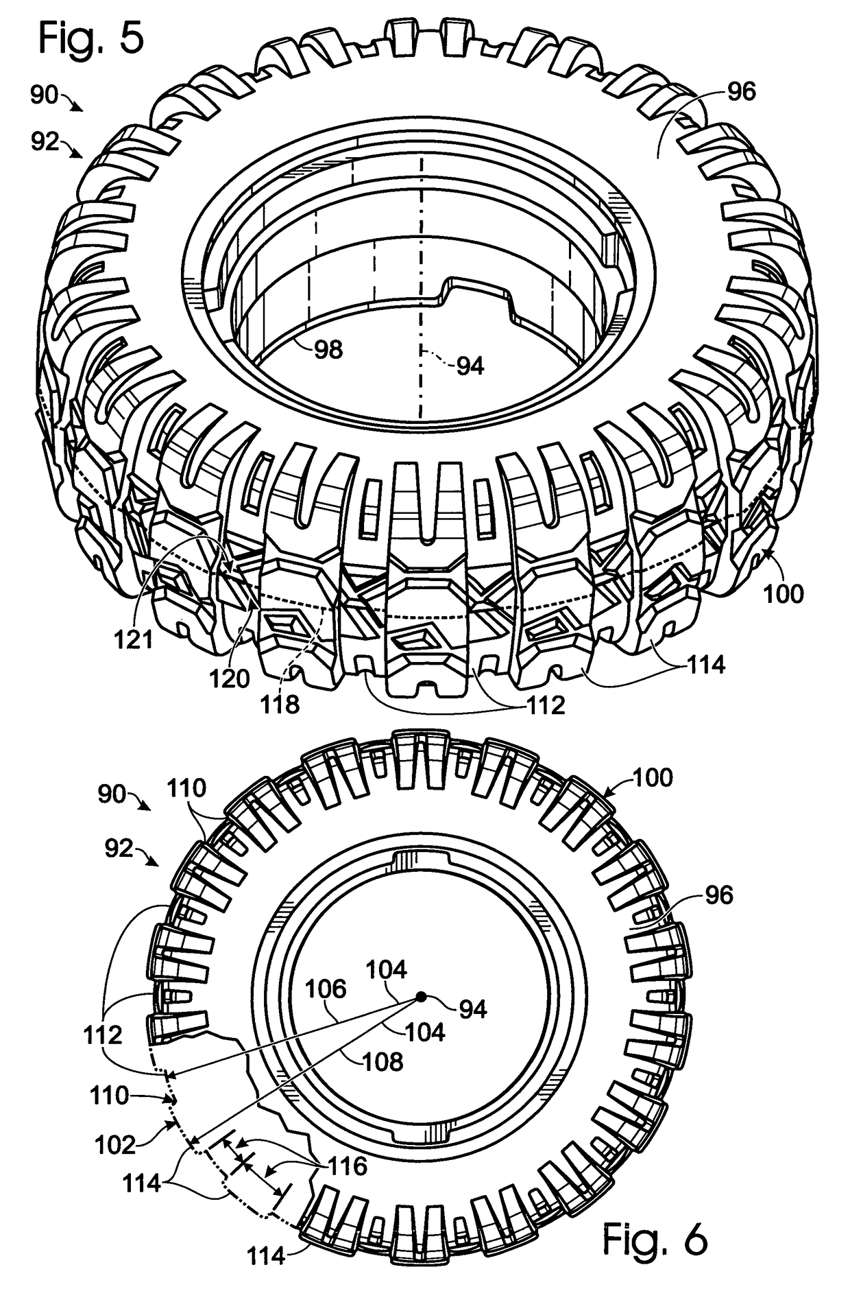 Blow-molded wheels having undulating treads, methods for producing the same, and children's ride-on vehicles including the same