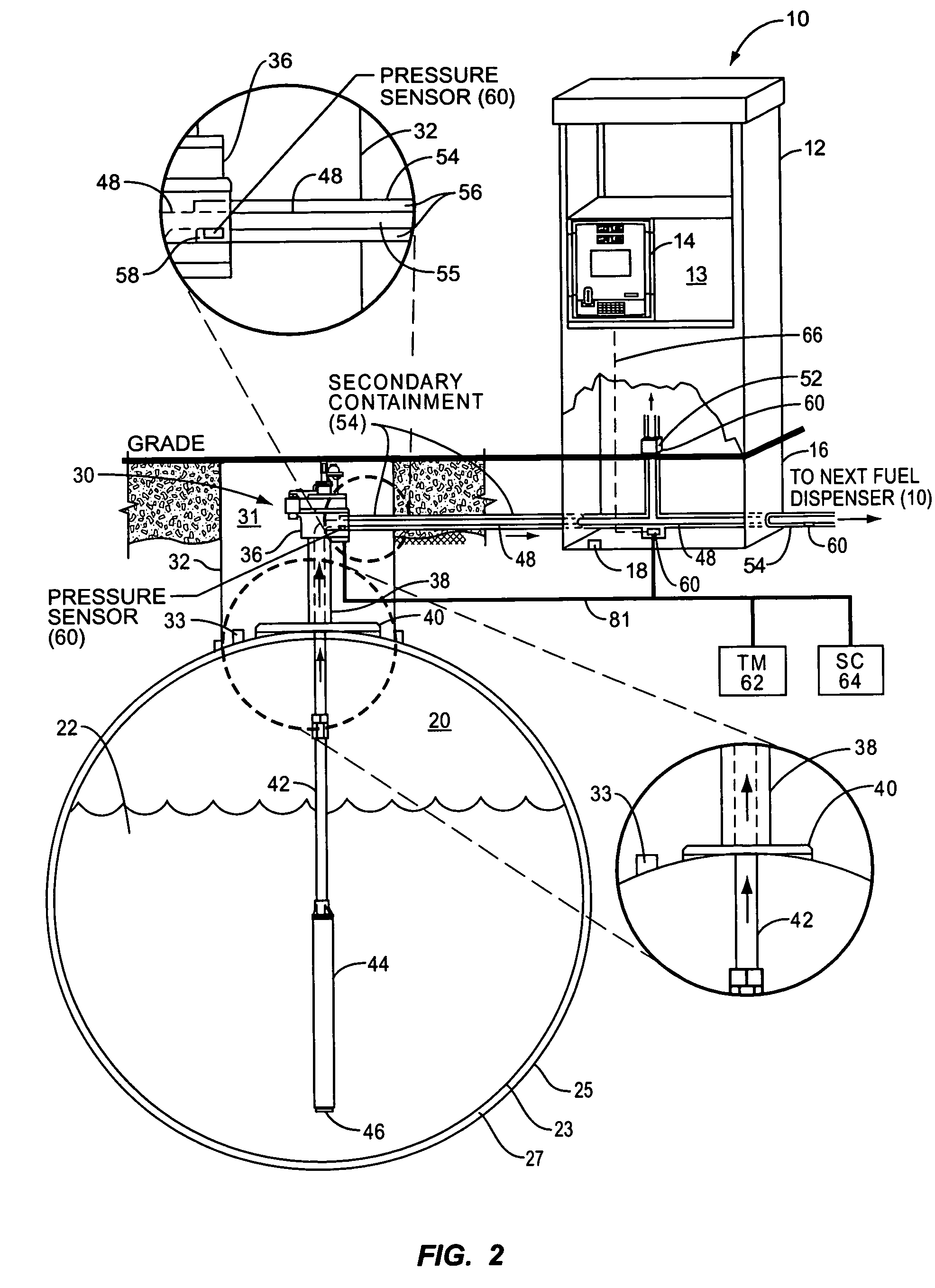 Secondary containment leak prevention and detection system and method