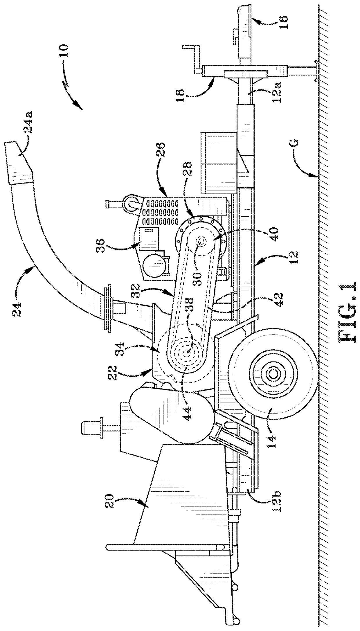 Wood chipper with drum speed monitoring system and centrifugal clutch