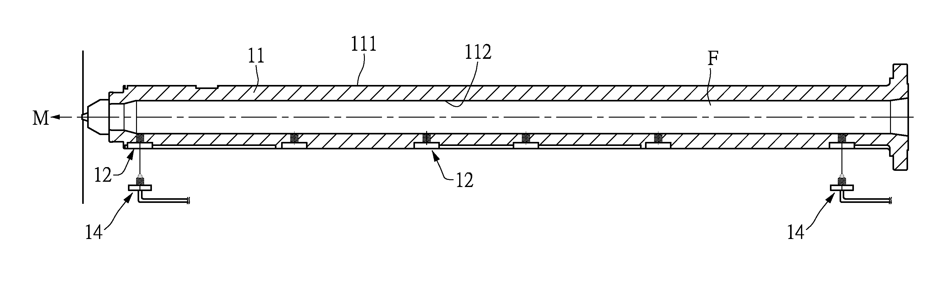 Temperature measurement component embedded hot runner nozzle structure