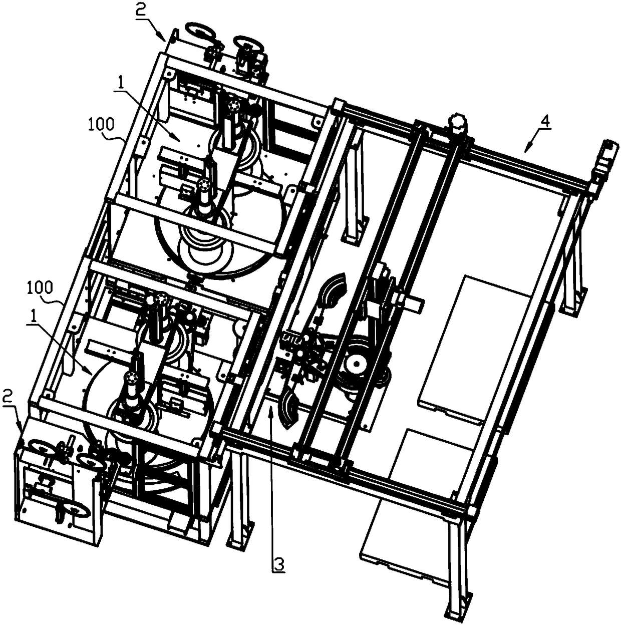 Full-automatic vertical winding machine provided with rotating disk