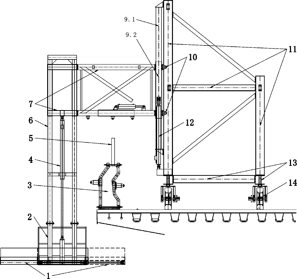 Multifunctional anti-collision wall construction trolley and anti-collision wall construction method thereof