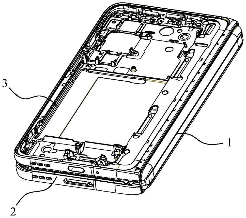 Folding screen middle frame structure and display equipment