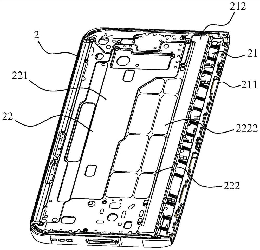 Folding screen middle frame structure and display equipment