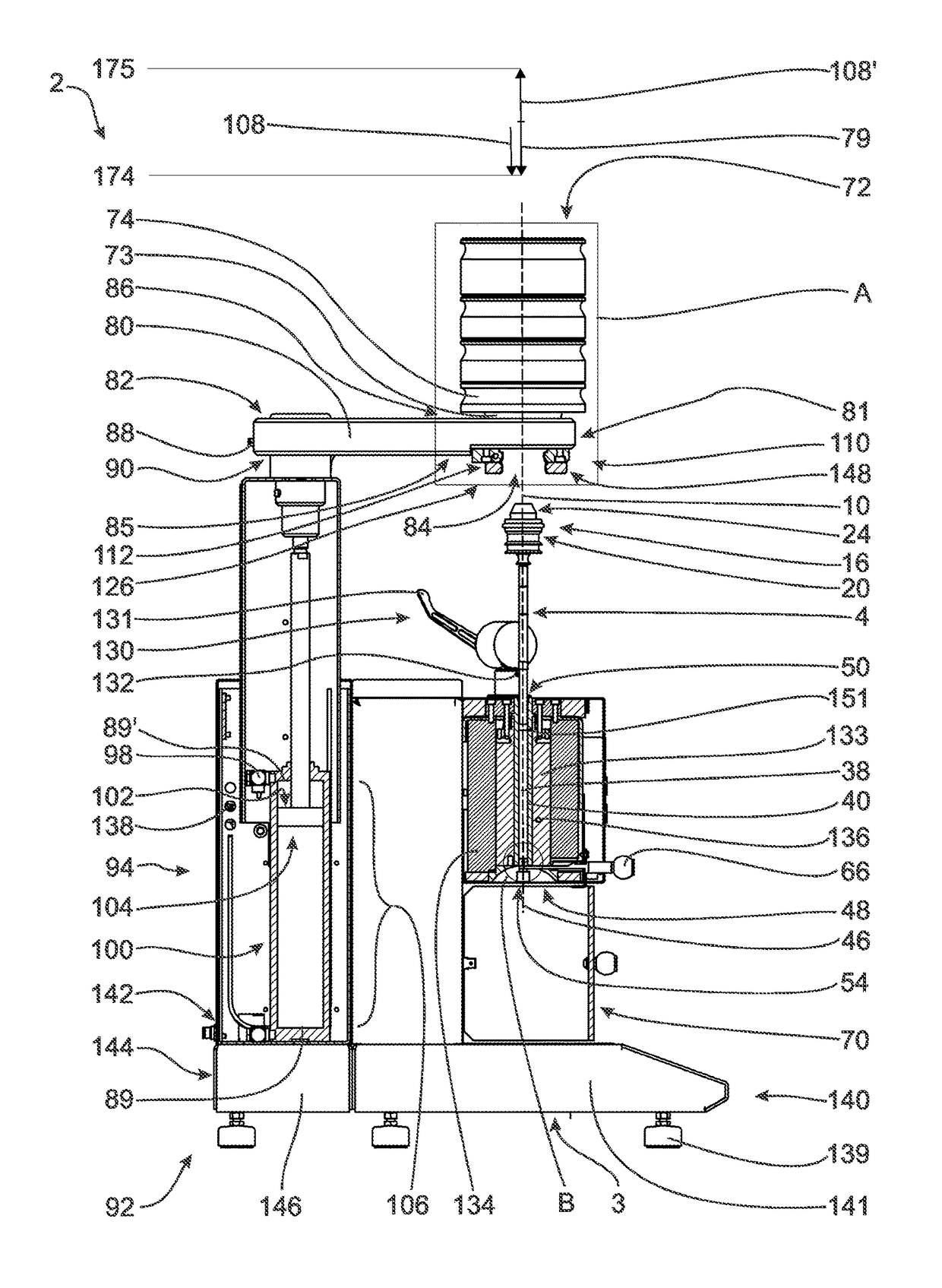 Flow test machine and an associated measurement method, as well as an associated cleaning process