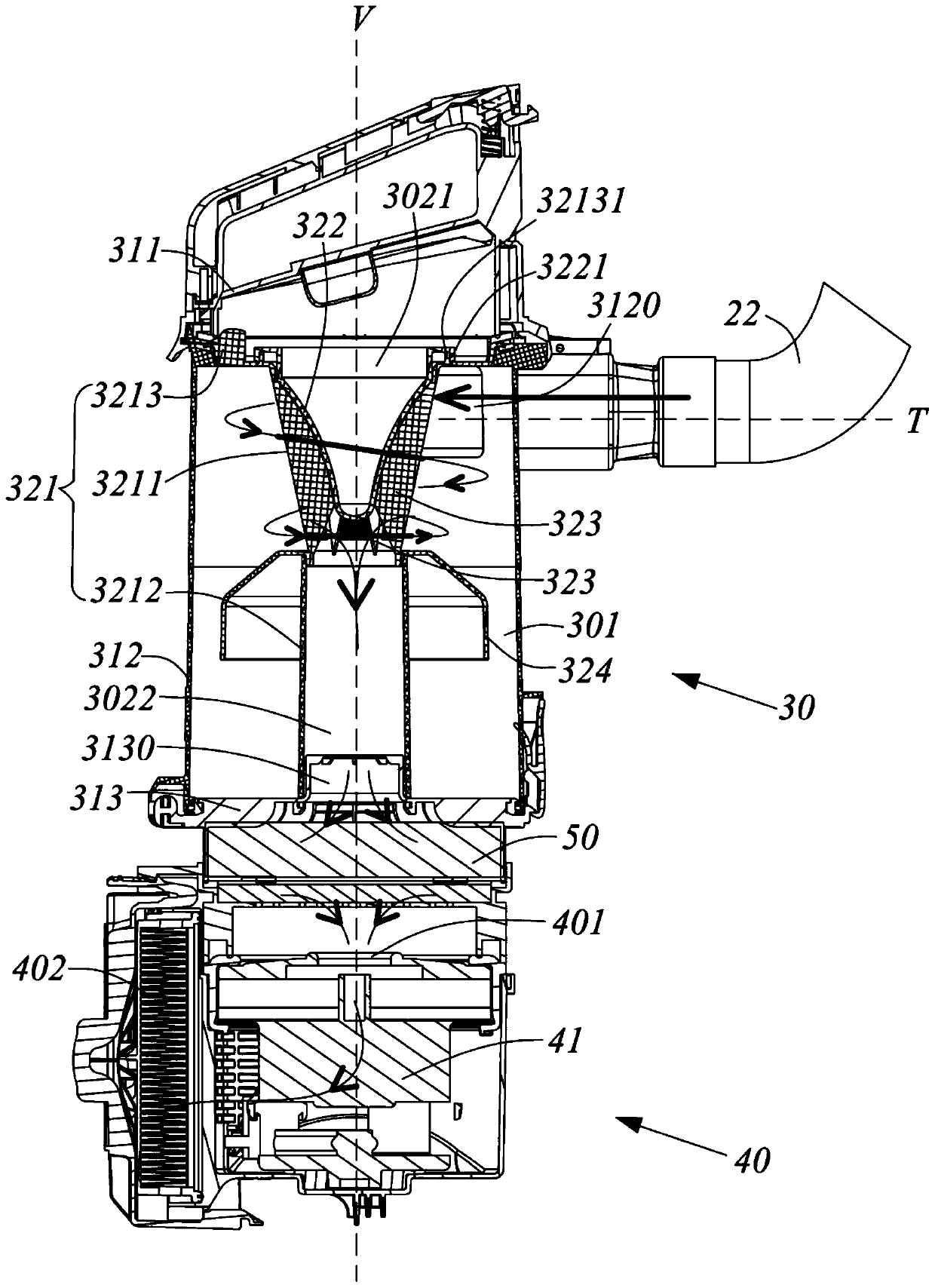 Separation and dust collection assembly and dust collector with same