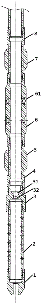 Device and method for immovable-string type packer-free sliding-sleeve hydraulic-jet pulsed acid fracturing