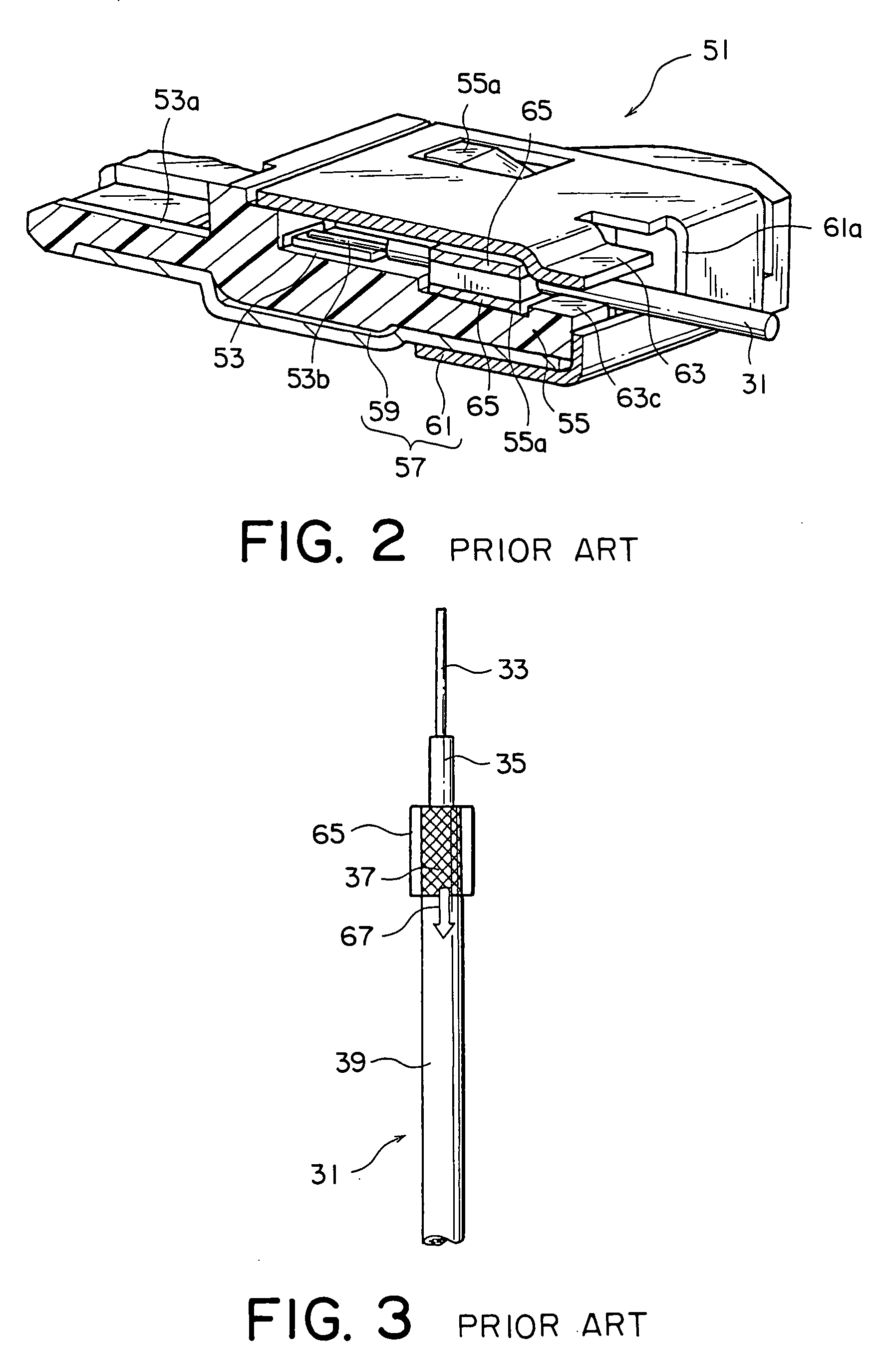 Cable with a meandering portion and a ground portion sandwiched between retaining elements