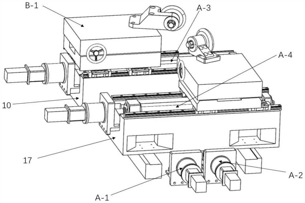 A horizontal counter-wheel spinning device for forming a large thin-walled back cover structure