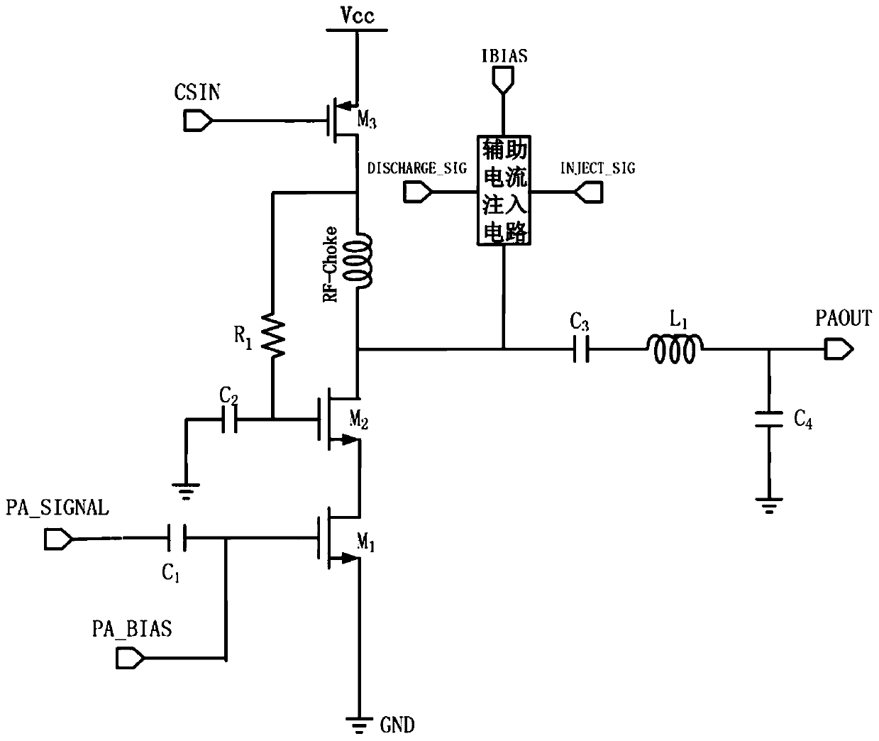 Current injection type class E power amplifier