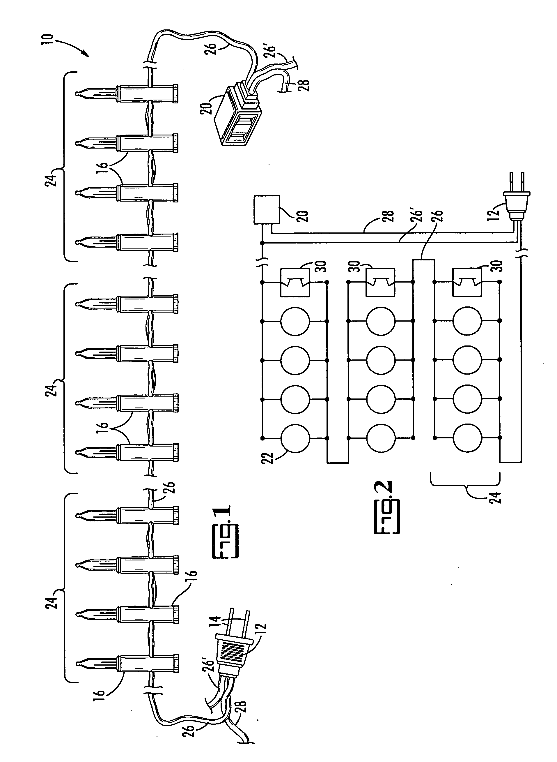 String of lights with voltage regulation