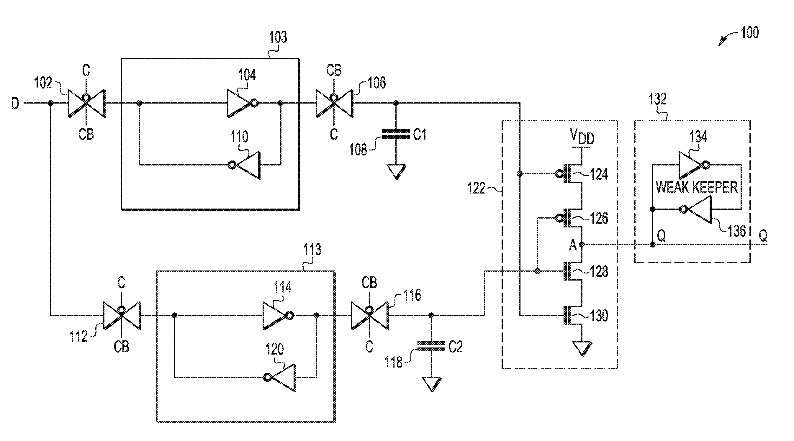 Devices and methods with capacitive storage for latch redundancy