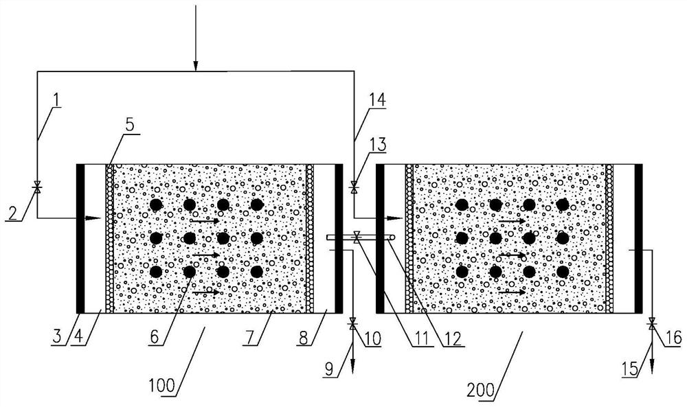 Subsurface flow constructed wetland system capable of switching between series connection and parallel connection