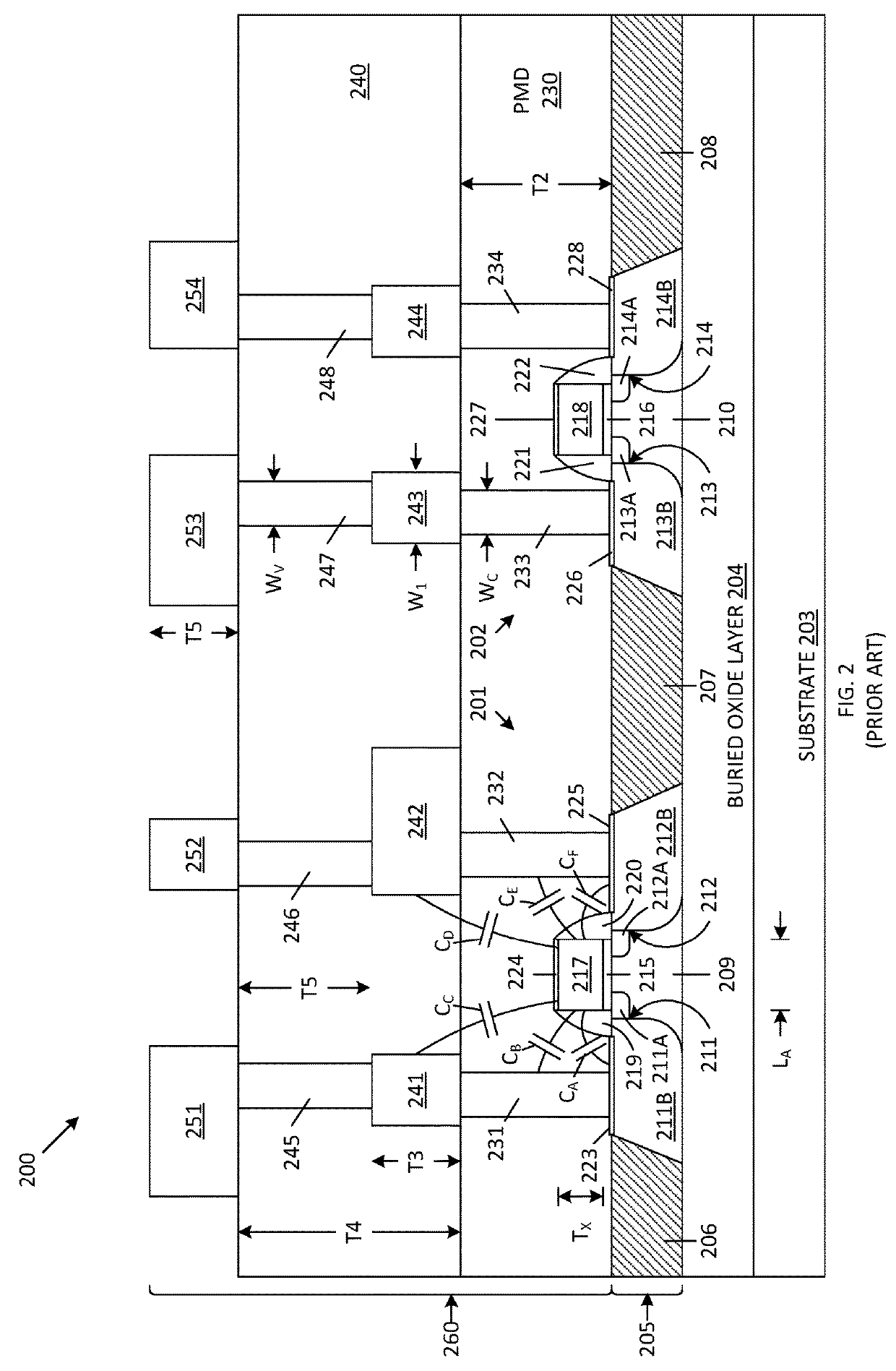 Thin Polysilicon For Lower Off-Capacitance Of A Radio Frequency (RF) Silicon-On-Insulator (SOI) Switch Field Effect Transistor (FET)