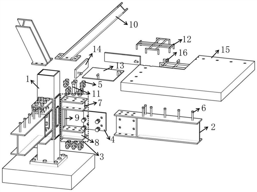 Concrete filled steel tube column-H-shaped steel beam-steel support-pi-shaped connecting piece combined corner column bottom joint and manufacturing method