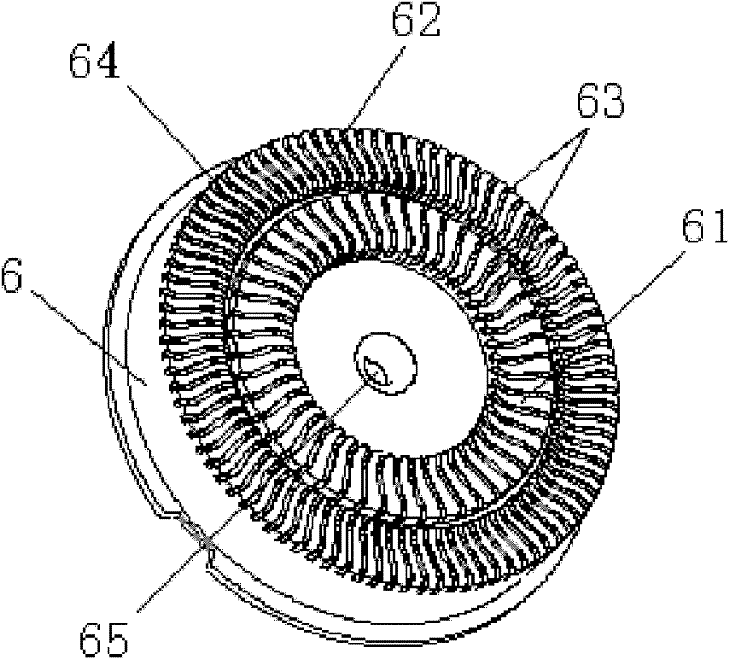 A rotary razor blade and a razor head provided with the blade