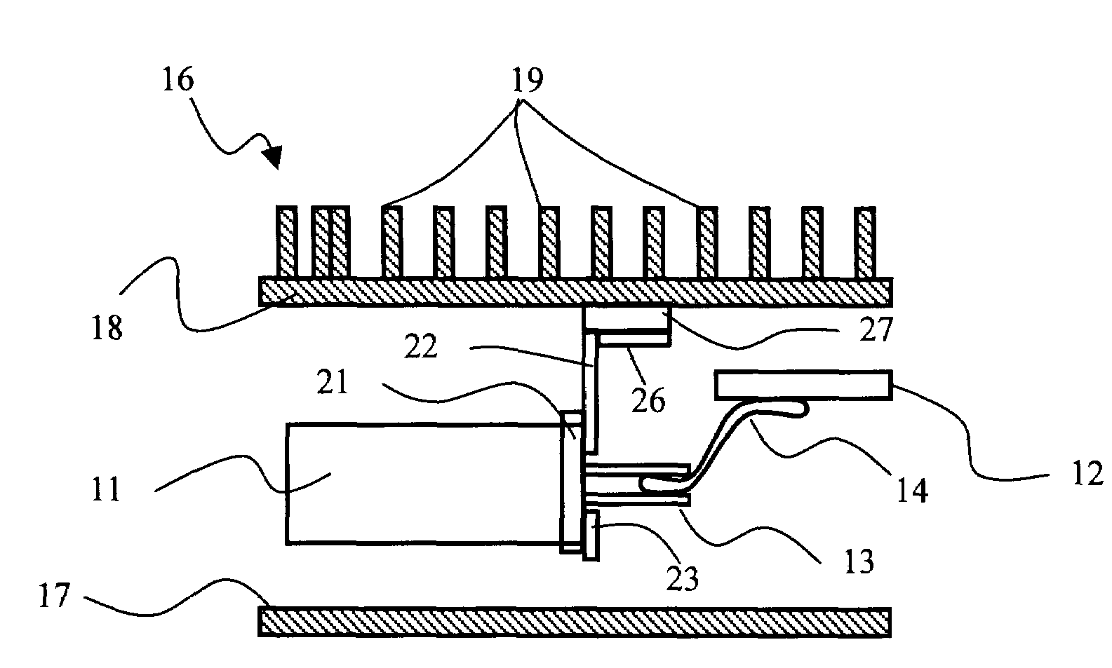 Heat sink tab for optical sub-assembly