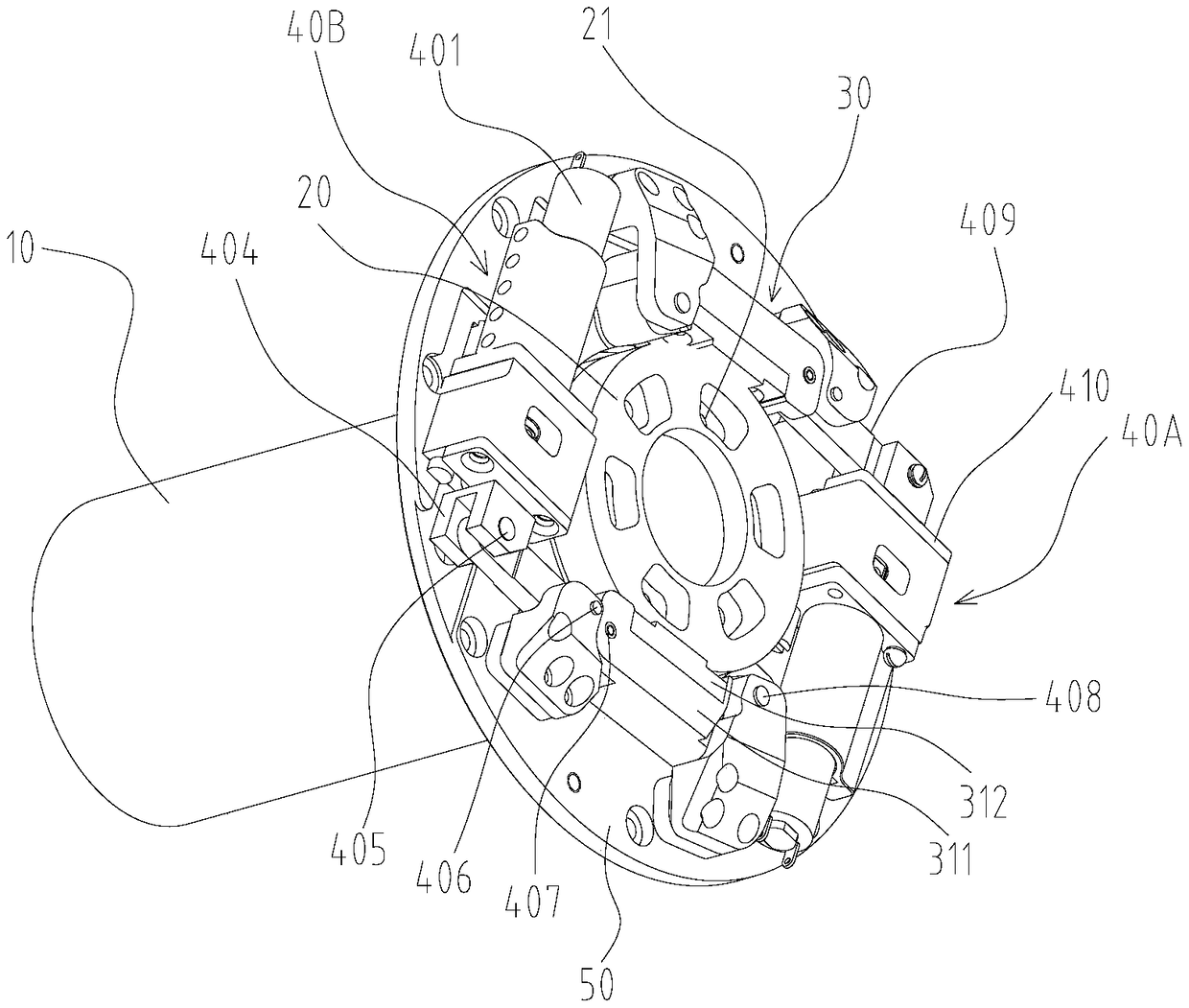 Automatic locking and unlocking mechanism for rotating shaft system type devices