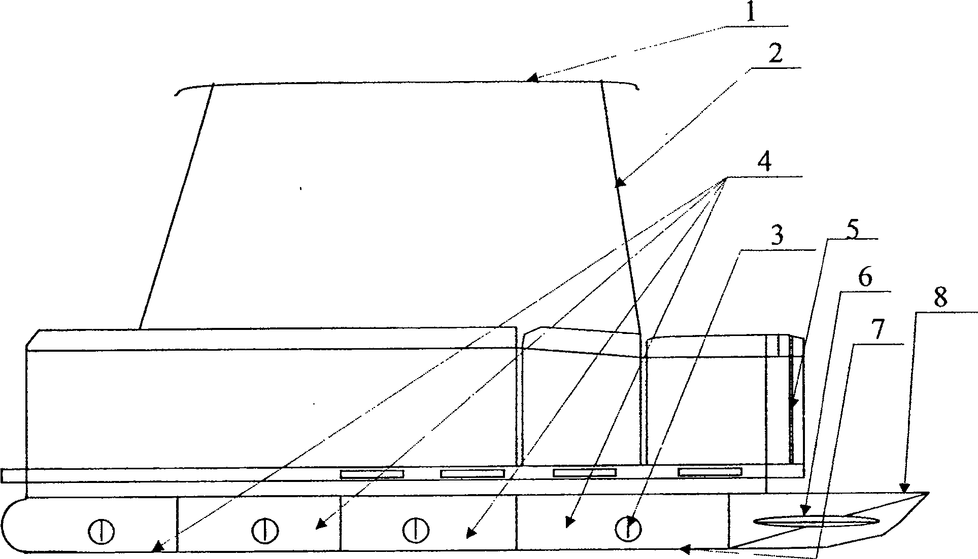 Platform-type light boat cabin double floater gliding type motorboat