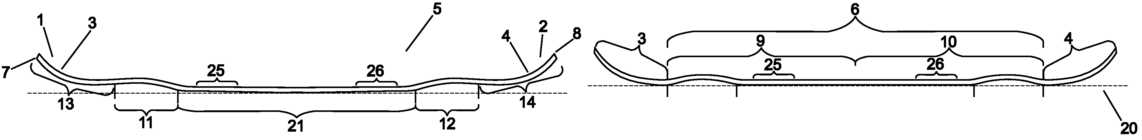 Cambered snowboard